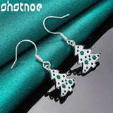 925 Silver Christmas Tree Drop Earrings Women Party Gift Charm Jewelry