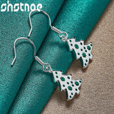 925 Silver Christmas Tree Drop Earrings Women Party Gift Charm Jewelry