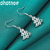 925 Silver Christmas Tree Drop Earrings Women Party Gift Charm Jewelry