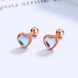 925 Silver Colorful Heart Stud Earrings For Women Kids Wedding Party