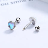 925 Silver Colorful Heart Stud Earrings For Women Kids Wedding Party