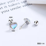 925 Silver Colorful Heart Stud Earrings For Women Kids Wedding Party