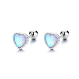 925 Silver Colorful Heart Stud Earrings For Women Kids Wedding Party