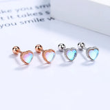 925 Silver Colorful Heart Stud Earrings For Women Kids Wedding Party