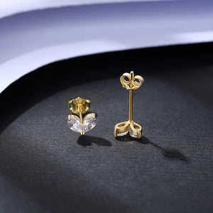 925 Silver Crystal Flower Zircon Stud Earrings for Women Kids