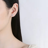 925 Silver Crystal Flower Zircon Stud Earrings for Women Kids
