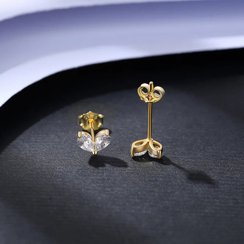 925 Silver Crystal Flower Zircon Stud Earrings for Women Kids
