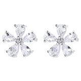 925 Silver Crystal Flower Zircon Stud Earrings for Women Kids