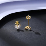 925 Silver Crystal Flower Zircon Stud Earrings for Women Kids