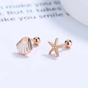 925 Sterling Silver Crystal Starfish Stud Earrings For Women Kids