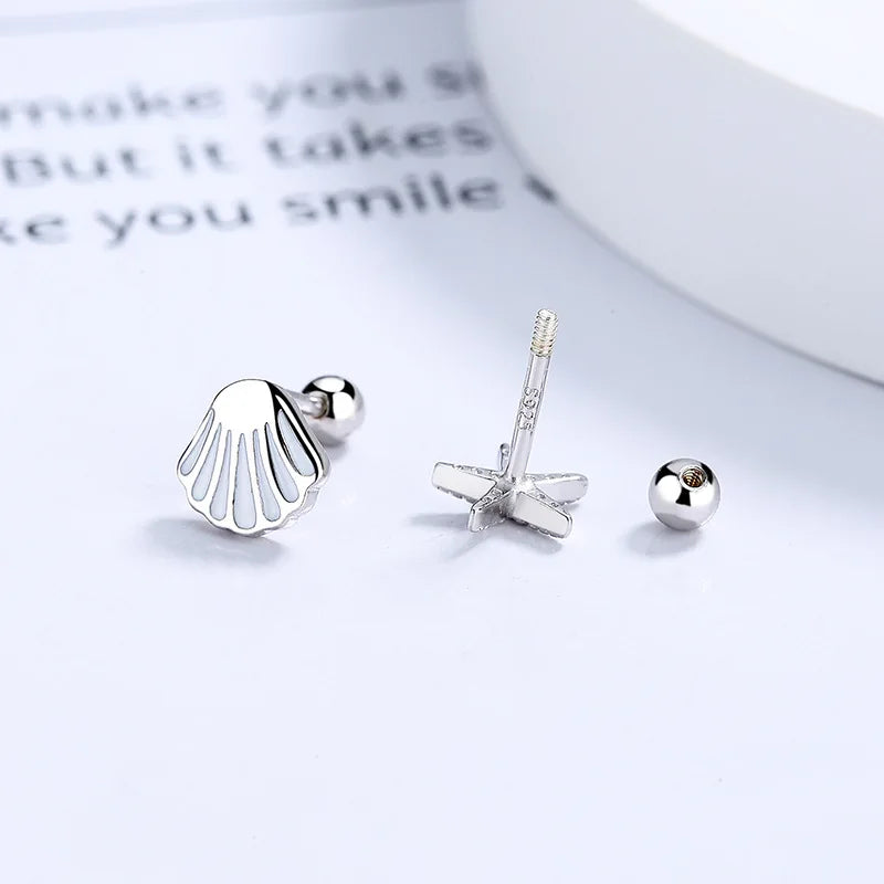 925 Sterling Silver Crystal Starfish Stud Earrings For Women Kids