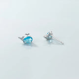 925 Silver Crystal Stud Earrings Whale Ear Jewelry Gift Female Pendientes