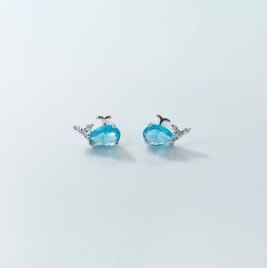 925 Silver Crystal Stud Earrings Whale Ear Jewelry Gift Female Pendientes