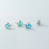 925 Silver Crystal Stud Earrings Whale Ear Jewelry Gift Female Pendientes