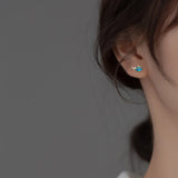 925 Silver Crystal Stud Earrings Whale Ear Jewelry Gift Female Pendientes