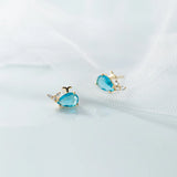 925 Silver Crystal Stud Earrings Whale Ear Jewelry Gift Female Pendientes