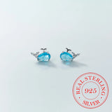 925 Silver Crystal Stud Earrings Whale Ear Jewelry Gift Female Pendientes
