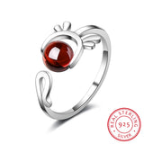 Sterling Silver Deer Strewberry Crystal Bead Finger Ring