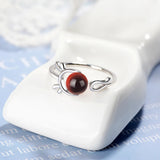 Sterling Silver Deer Strewberry Crystal Bead Finger Ring