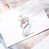 Sterling Silver Deer Strewberry Crystal Bead Finger Ring