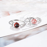 Sterling Silver Deer Strewberry Crystal Bead Finger Ring