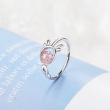 Sterling Silver Deer Strewberry Crystal Bead Finger Ring