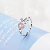 Sterling Silver Deer Strewberry Crystal Bead Finger Ring