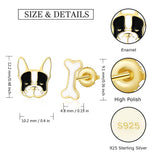 925 Silver Dog Head & Bone Stud Earrings Birthday Jewelry for Women Girls