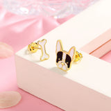 925 Silver Dog Head & Bone Stud Earrings Birthday Jewelry for Women Girls
