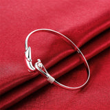 925 Silver Dolphin Bangle Bracelet Wedding Engagement Charm Party Jewelry