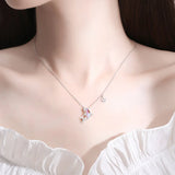 925 Silver Dolphin Tassel Charm Necklace Pendant for Women Girls