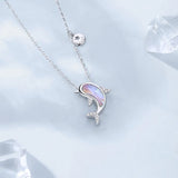 925 Silver Dolphin Tassel Charm Necklace Pendant for Women Girls