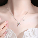 925 Silver Dolphin Tassel Charm Necklace Pendant for Women Girls