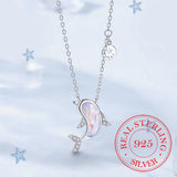 925 Silver Dolphin Tassel Charm Necklace Pendant for Women Girls