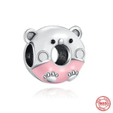 925 Sterling Silver Donuts Charm Bead for Bracelet DIY Jewelry Gift