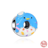 925 Sterling Silver Donuts Charm Bead for Bracelet DIY Jewelry Gift