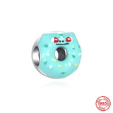 925 Sterling Silver Donuts Charm Bead for Bracelet DIY Jewelry Gift