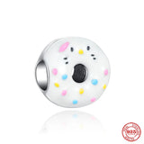 925 Sterling Silver Donuts Charm Bead for Bracelet DIY Jewelry Gift