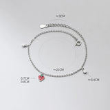 925 Silver Strawberry Charm Anklets CZ Beach Chain
