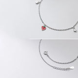 925 Silver Strawberry Charm Anklets CZ Beach Chain