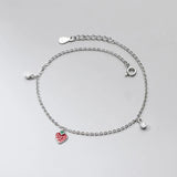 925 Silver Strawberry Charm Anklets CZ Beach Chain