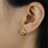 925 Silver Heart Cz Paved Earring Rainbow Hoops