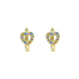 925 Silver Heart Cz Paved Earring Rainbow Hoops