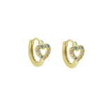 925 Silver Heart Cz Paved Earring Rainbow Hoops