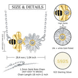 925-Sterling-Silver Bee Sunflower Pendant Necklace Jewelry Gift