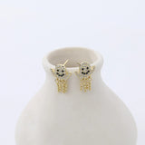 925 Silver Zircon Ghost Stud Earrings Tassel Earrings Halloween Party