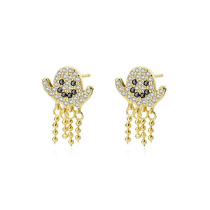 925 Silver Zircon Ghost Stud Earrings Tassel Earrings Halloween Party