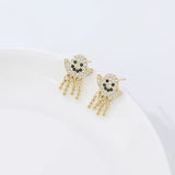 925 Silver Zircon Ghost Stud Earrings Tassel Earrings Halloween Party