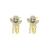 925 Silver Zircon Ghost Stud Earrings Tassel Earrings Halloween Party