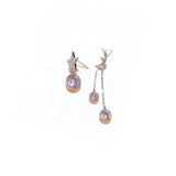 925 Silver Moon Star Stud Earrings with Zircon Stone